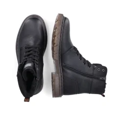 Heren Rieker Snowboots^Grafietkleurige veterlaarzen