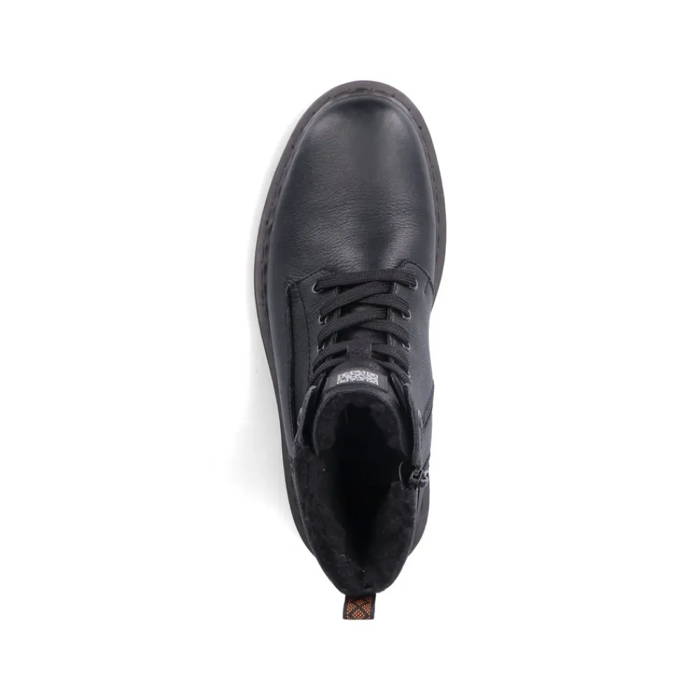 Heren Rieker Snowboots^Grafietkleurige veterlaarzen