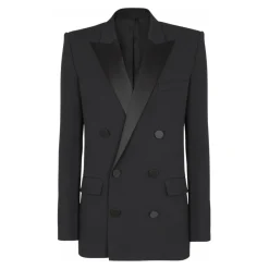 Heren Balmain Kostuums^Grain de poudre blazer met satijnen revers