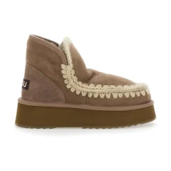 DAMES Mou Grijze Eskimo Enkellaarzen met Logo Patch