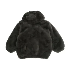 Mini Rodini Grijze Faux Fur Logo Patch Jas