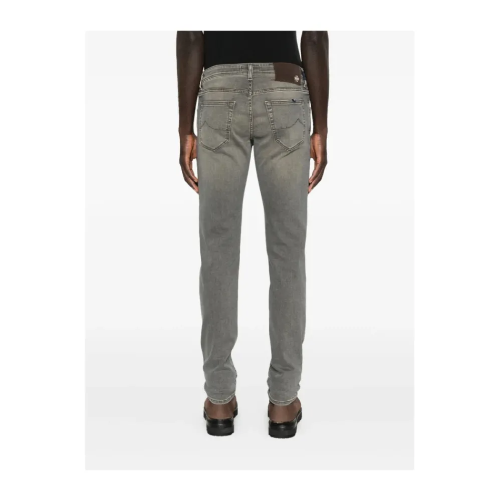 Heren Jacob Cohën Jeans^Grijze Five-Pocket Knoopsluiting Jeans