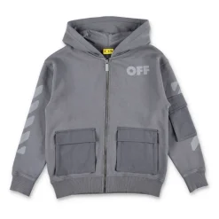 Off White Bovenkleding^Grijze Fleece Rits Hoodie met Zakken