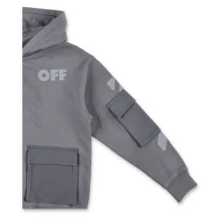 Off White Bovenkleding^Grijze Fleece Rits Hoodie met Zakken
