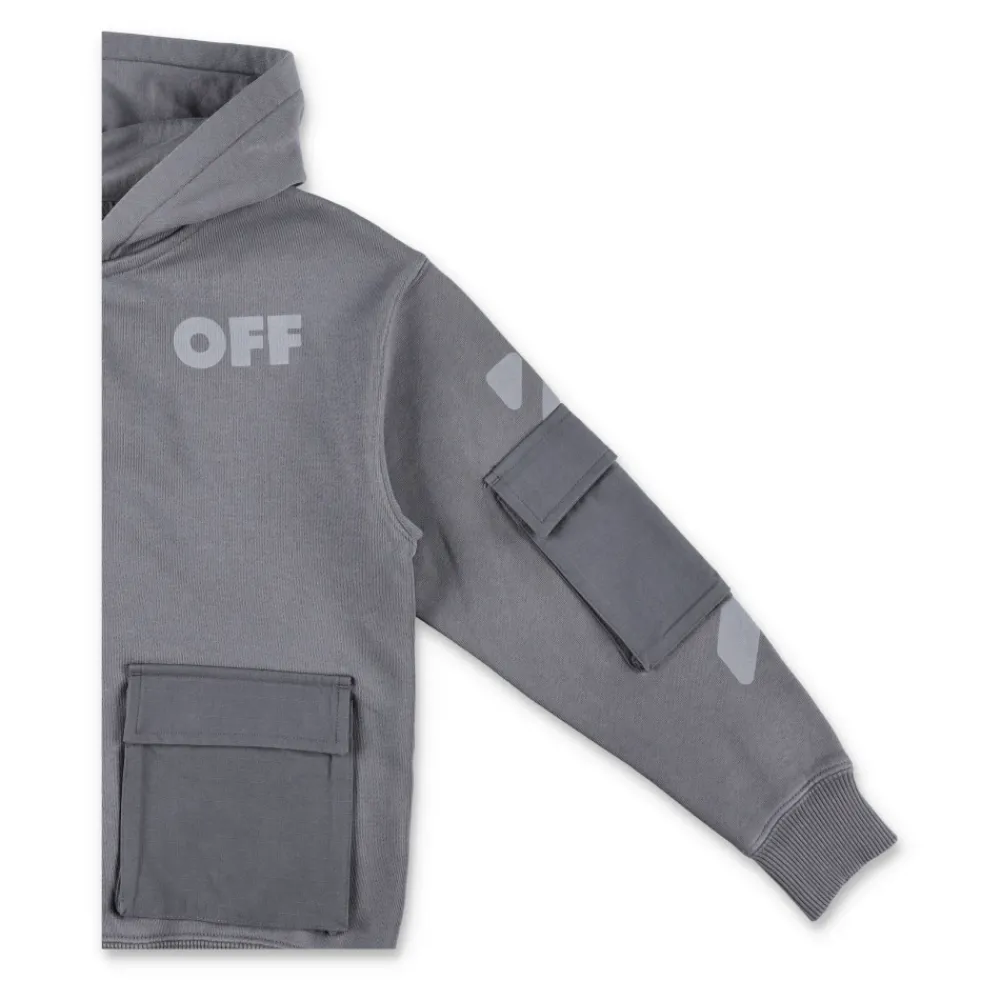 Off White Bovenkleding^Grijze Fleece Rits Hoodie met Zakken