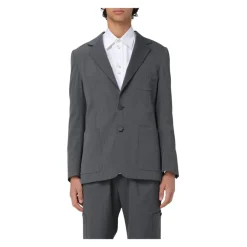 Heren Palm Angels Grijze Geborduurde Blazer voor Mannen