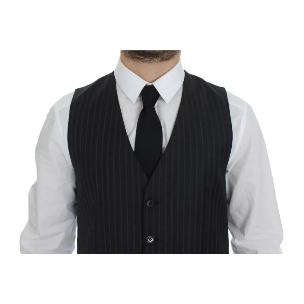 Heren Dolce & Gabbana Kostuums^Grijze Gestreepte Jurk Vest