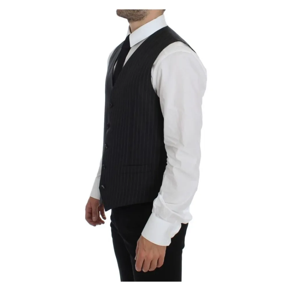 Heren Dolce & Gabbana Kostuums^Grijze Gestreepte Jurk Vest