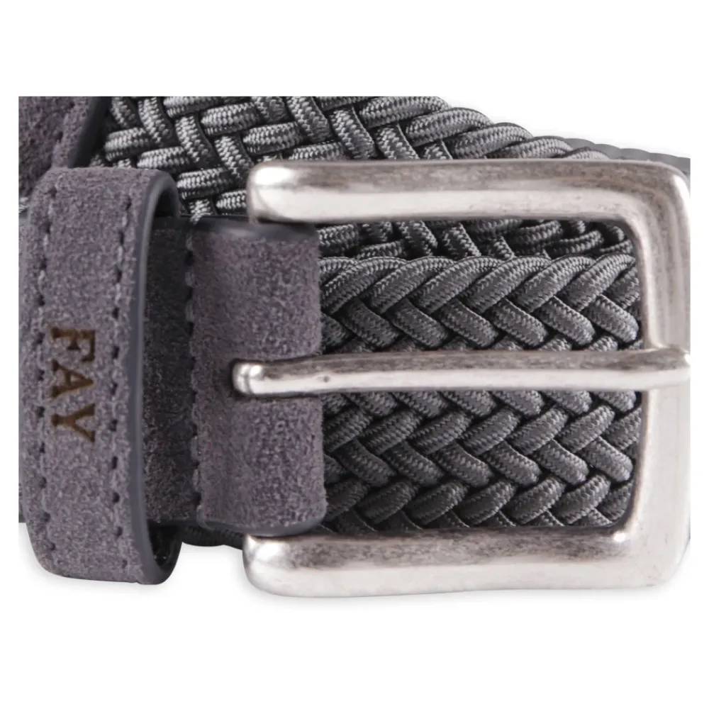 Fay Riemen En Bretels^Grijze Geweven Stretch Riem met Logo