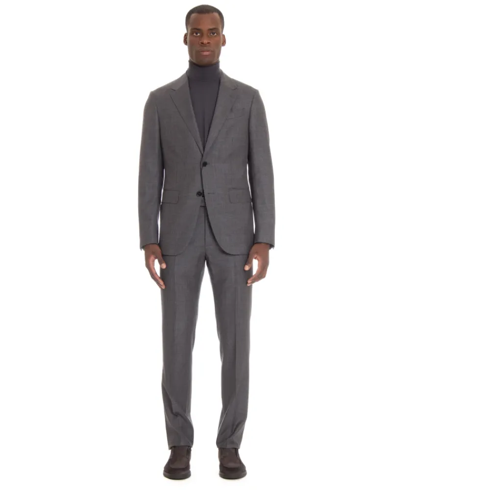 Heren Zegna Kostuums^Grijze Jurk met Knoopsluiting