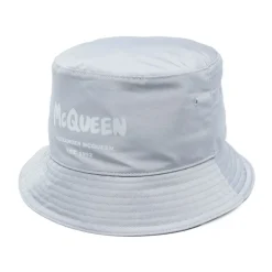 Heren Alexander McQueen Grijze Katoenen Logo Print Verstelbare Hoed