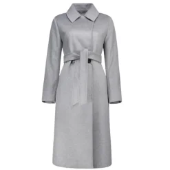 DAMES Max Mara Trenchcoats & Mantels^Grijze Lange Jas met Achtersplit