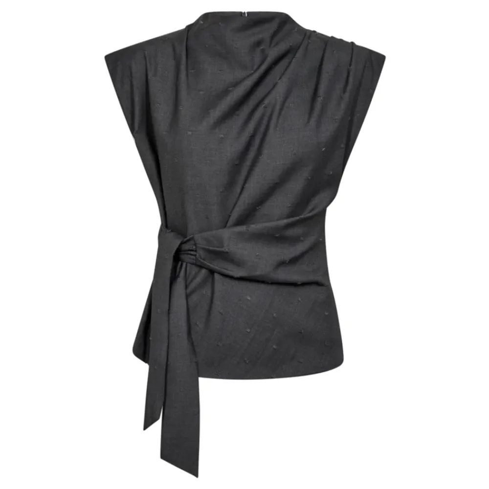 DAMES Co'Couture Grijze Plooi Top Midden