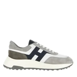Heren Hogan Sneakers^Grijze Sneakers met Schuine H-Detail