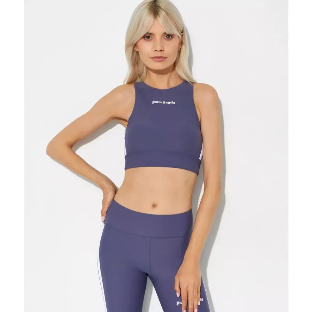 Palm Angels Grijze Sportieve Top met Logodetail