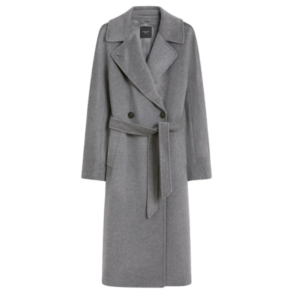 DAMES Weekend Max Mara Trenchcoats & Mantels^Grijze Tailored Midi Jas met Riem