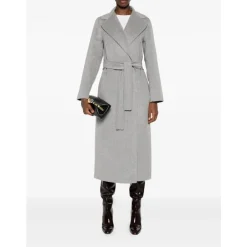 DAMES Max Mara Trenchcoats & Mantels^Grijze Wol Kasjmier Jas met Riem