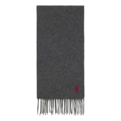 DAMES Ami Paris Grijze Wollen Sjaal met Franje