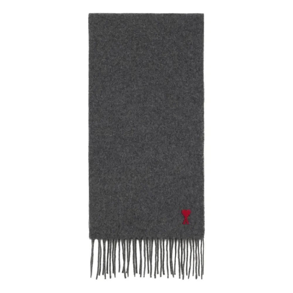 DAMES Ami Paris Grijze Wollen Sjaal met Franje
