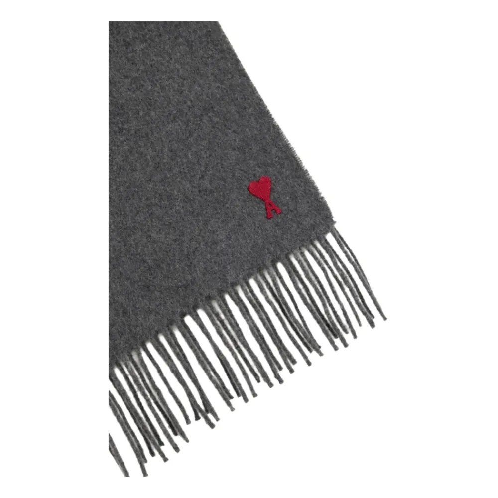 DAMES Ami Paris Grijze Wollen Sjaal met Franje