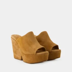 DAMES Clergerie Sleehakken^Groene Leren Sandalen - Dolcy9