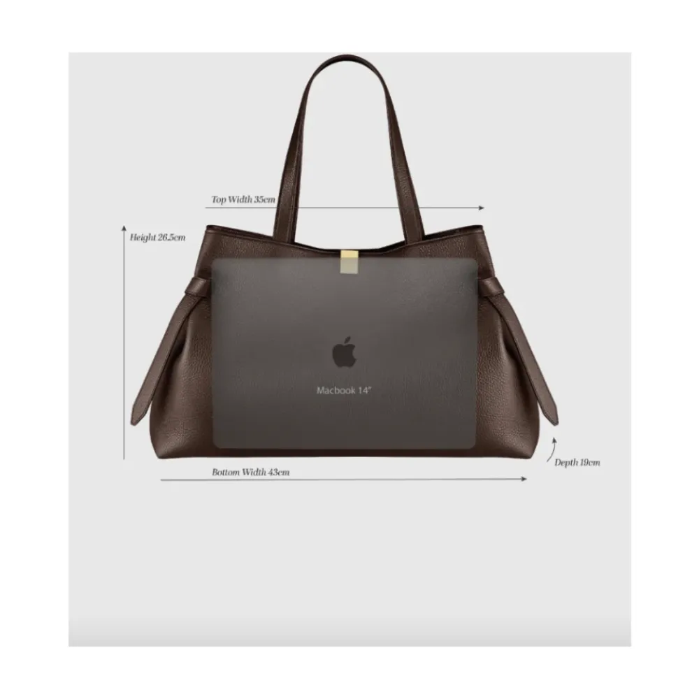 DAMES Yuzefi Gyoza Suede Tote Tas Chocolade