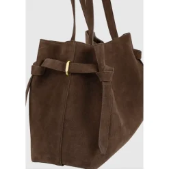 DAMES Yuzefi Gyoza Suede Tote Tas Chocolade
