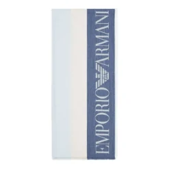 DAMES Emporio Armani Sjaals^Heldere Blauwe Gestreepte Sjaal
