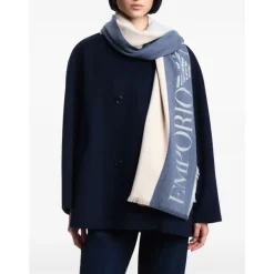 DAMES Emporio Armani Sjaals^Heldere Blauwe Gestreepte Sjaal