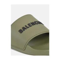 Heren Balenciaga Heren sandalen in khaki met 3D-logo