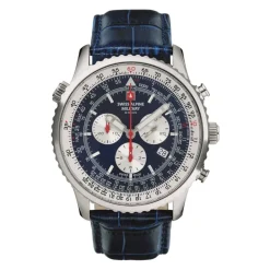 Heren Swiss Alpine Military Horloges^Herenhorloge 45 mm lederen band 7078.9535