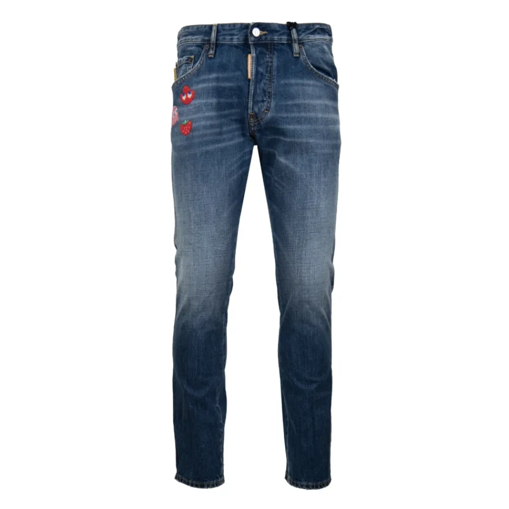 Heren Dsquared2 Herenknoop Jeans met Pac-Man Details