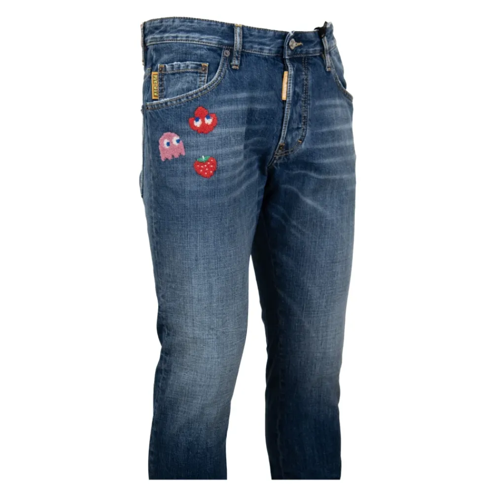 Heren Dsquared2 Herenknoop Jeans met Pac-Man Details