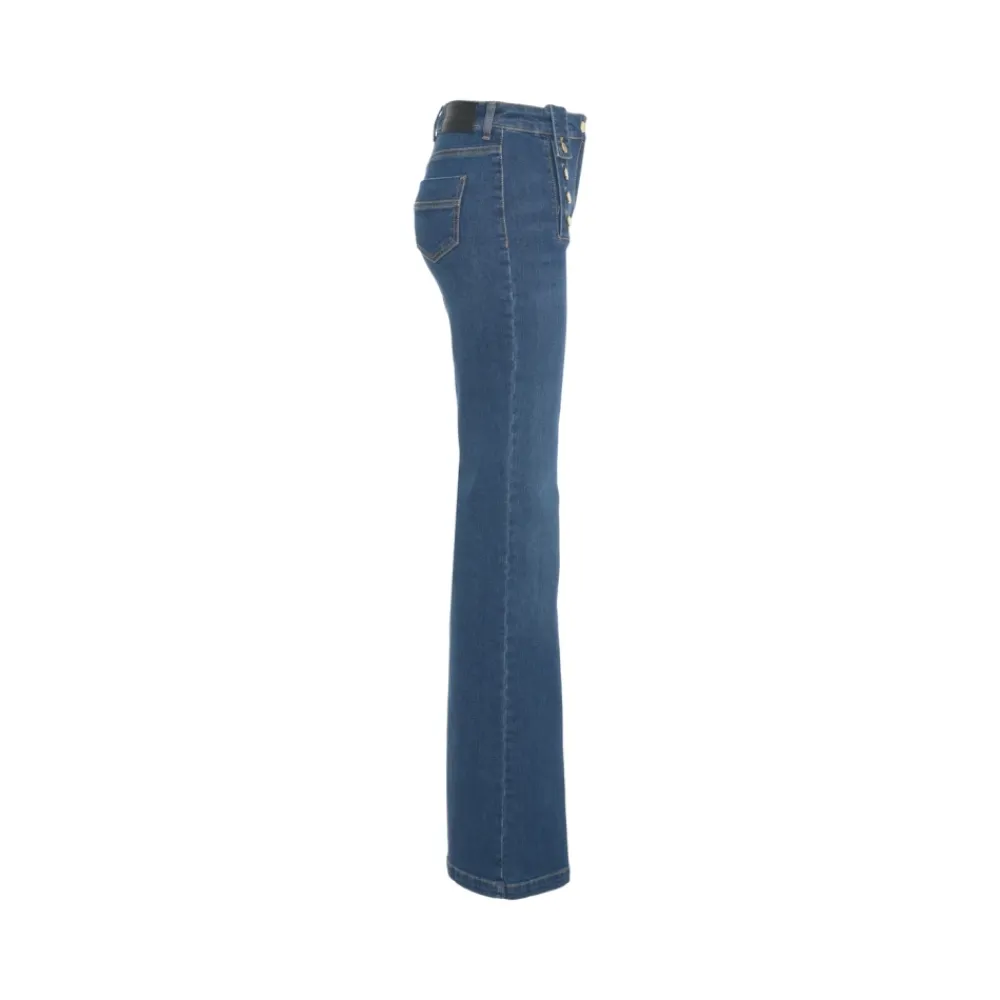 DAMES Elisabetta Franchi Jeans^Hoge Taille Flared Jeans met Gouden Knopen