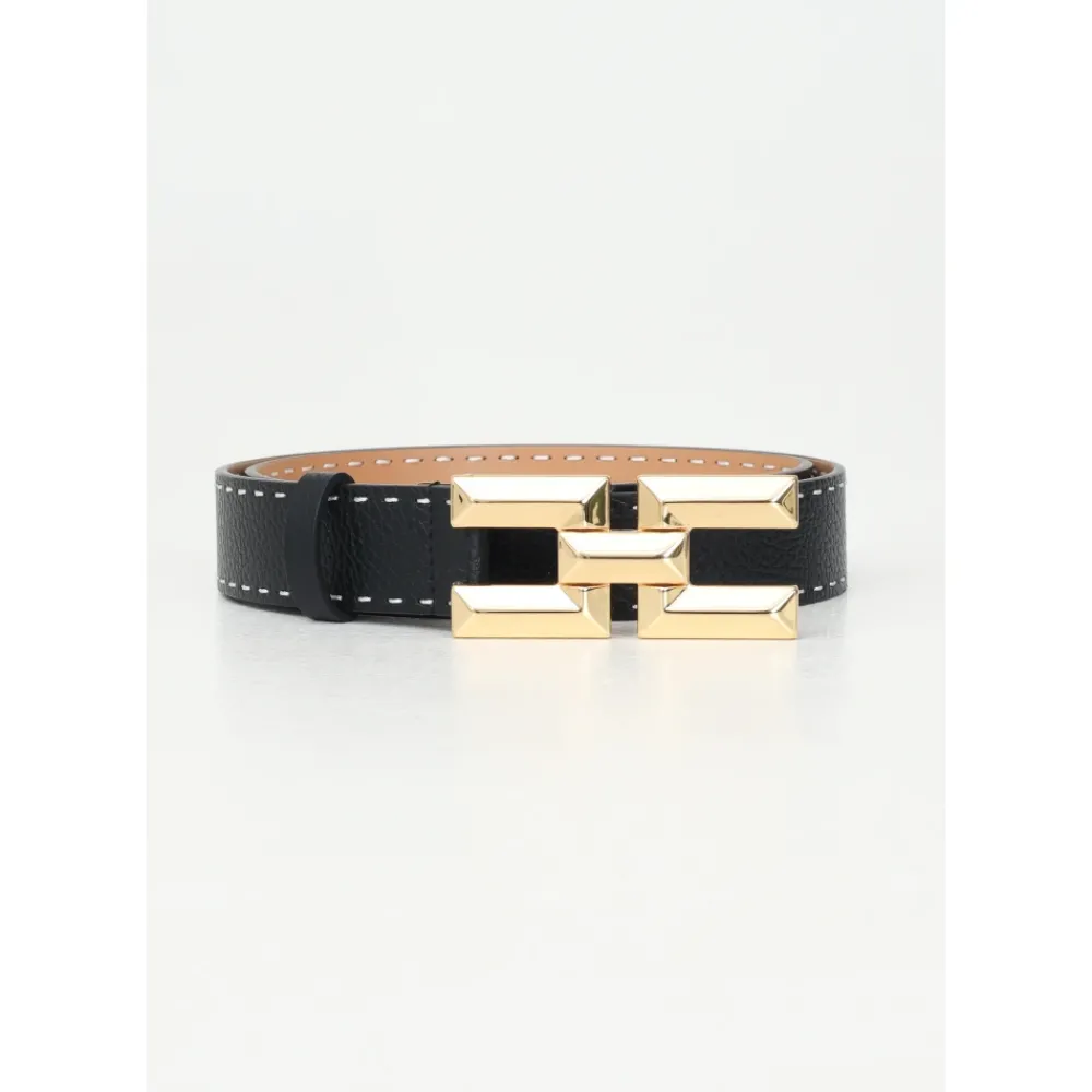 DAMES Elisabetta Franchi Riemen^Hoge Taille Riem met Gouden Logo Gesp