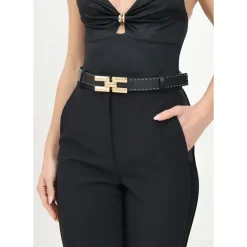 DAMES Elisabetta Franchi Riemen^Hoge Taille Riem met Gouden Logo Gesp