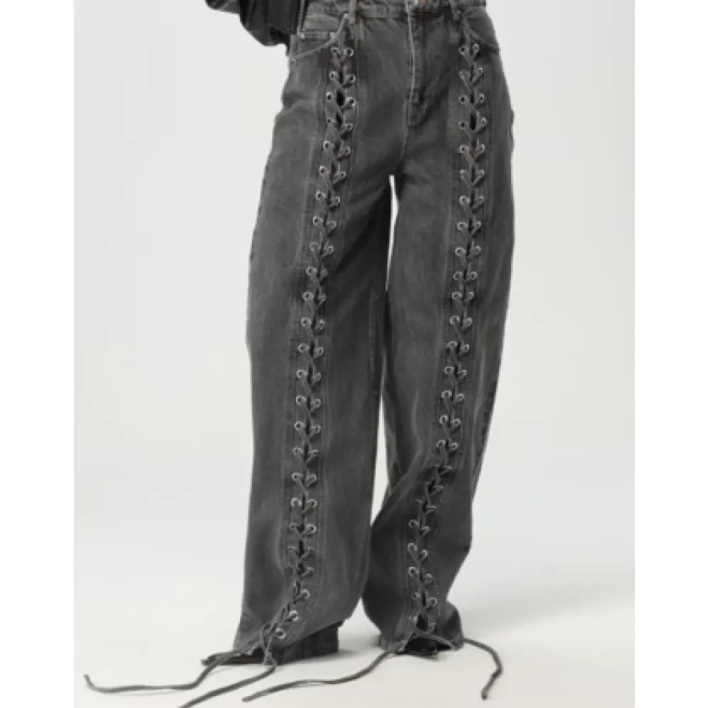 DAMES ROTATE Birger Christensen Jeans^Hoge Taille Wijde Jeans Antraciet