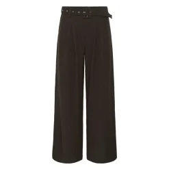 DAMES My Essential Wardrobe Hoge Wijde Broek Espresso met Streep