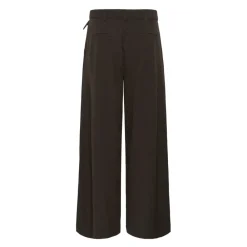 DAMES My Essential Wardrobe Hoge Wijde Broek Espresso met Streep