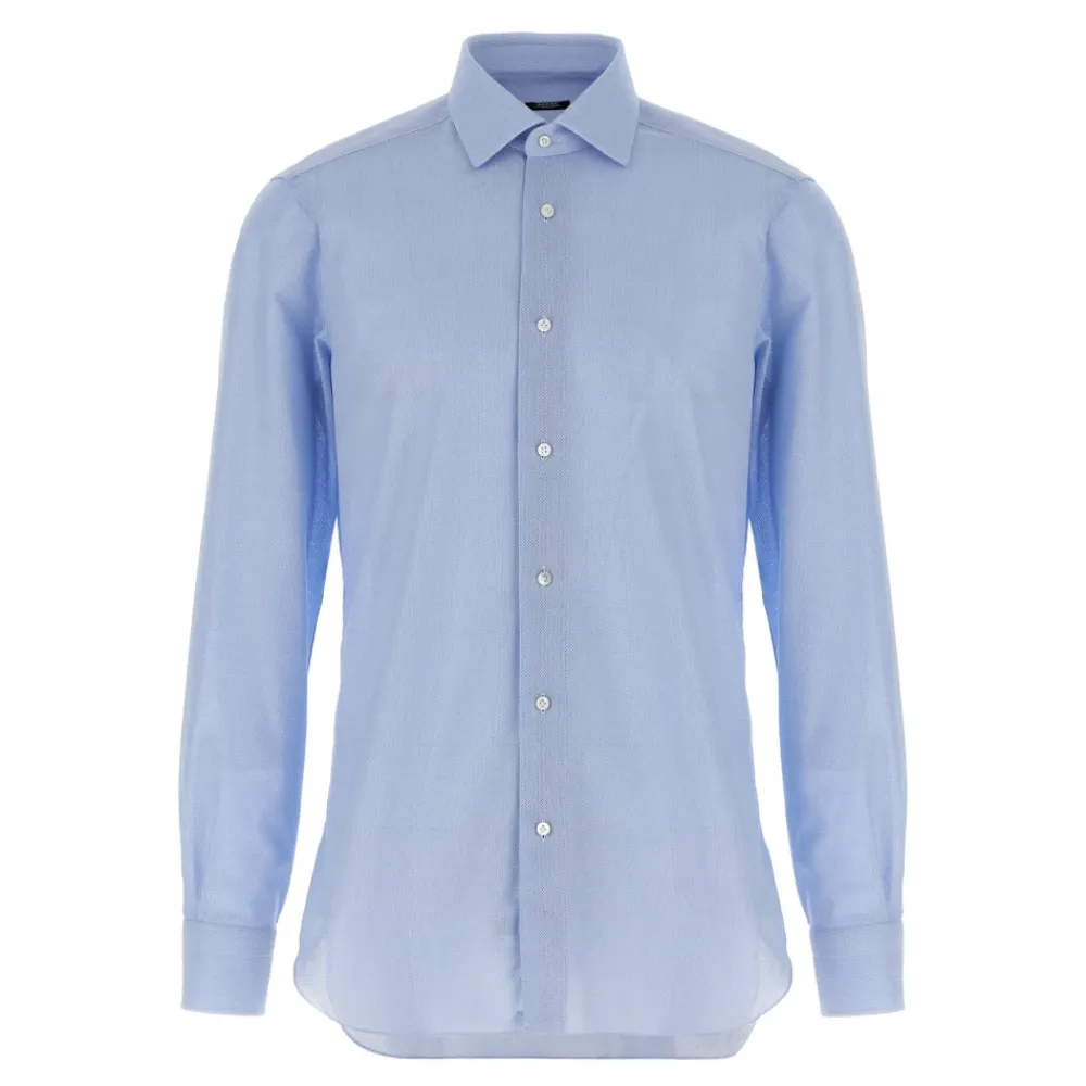 Heren Barba Overhemden^Honeycomb Katoenen Overhemd