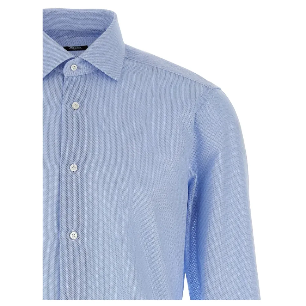 Heren Barba Overhemden^Honeycomb Katoenen Overhemd