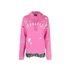DAMES Dsquared2 Hoodies & Sweatvesten^Hoodie-sweatshirt met verweerde verf en kant