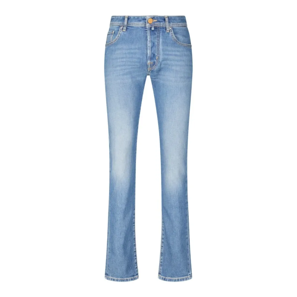Heren Jacob Cohën Italiaans Vakmanschap Slim-Fit Jeans met Stijlvolle Details
