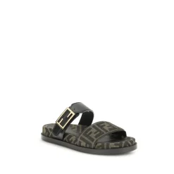 DAMES Fendi Jacquard Fabric Sandaal met Baguette Gesp