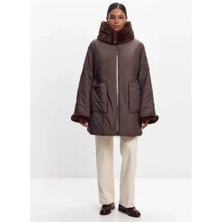 DAMES Cesare Gaspari Jas met capuchon en faux fur rand