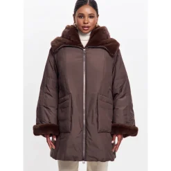 DAMES Cesare Gaspari Jas met capuchon en faux fur rand