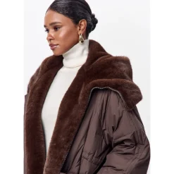 DAMES Cesare Gaspari Jas met capuchon en faux fur rand