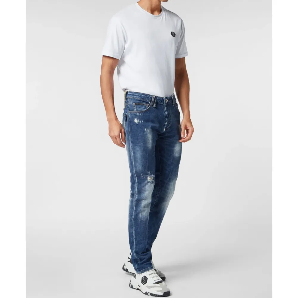 Heren Philipp Plein Jeans Straight Cut Lion Circus