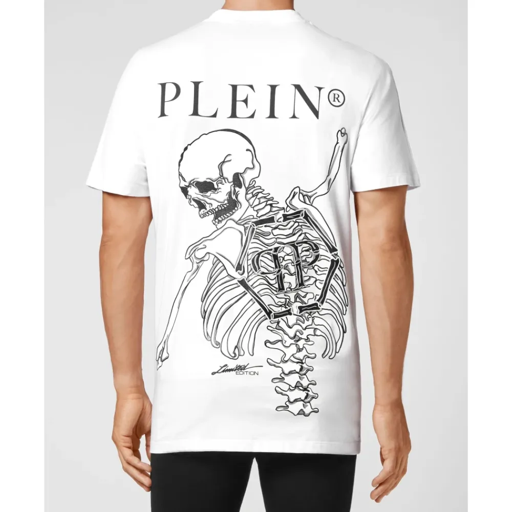 Heren Philipp Plein Jersey T-Shirt Ronde Hals Skelet