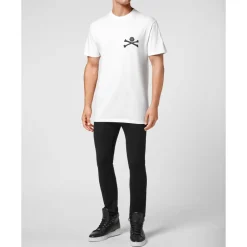 Heren Philipp Plein Jersey T-Shirt Ronde Hals Skelet